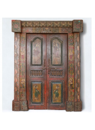 Antique Traditional Hand Painted Door and Frame