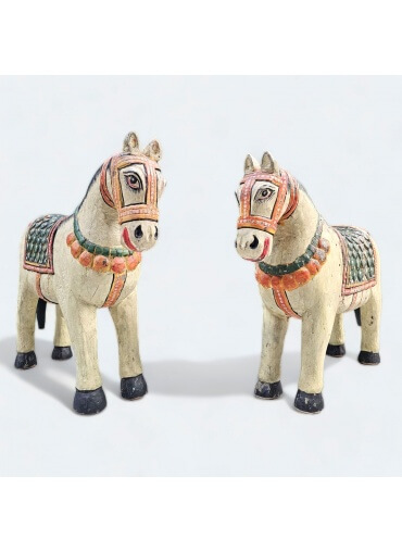 Vintage Handcrafted And Hand Painted Wooden Horse Figurine