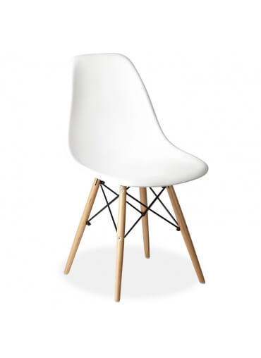 White Eames Style DSR Wooden Eiffel Chair for hire